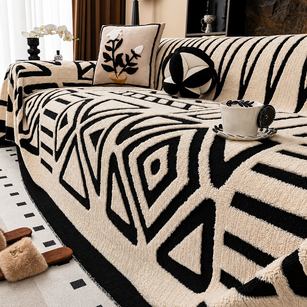 Funny Fuzzy Elegance Anti-Slip Sofa Couch Cover