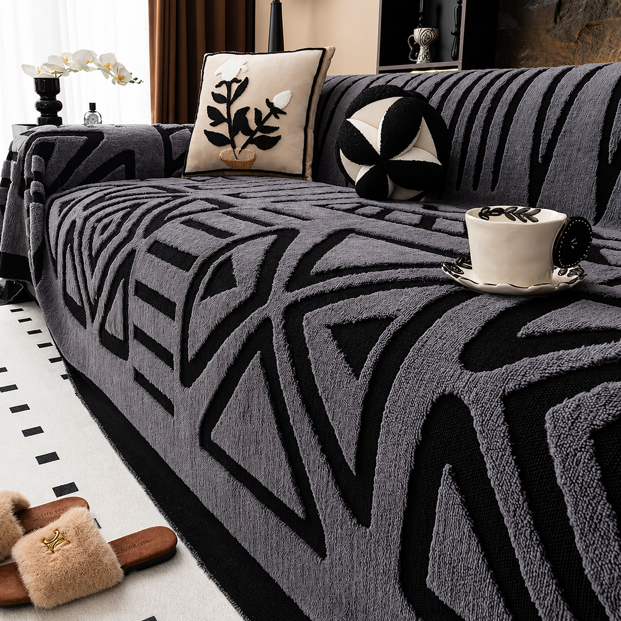 Funny Fuzzy Elegance Anti-Slip Sofa Couch Cover