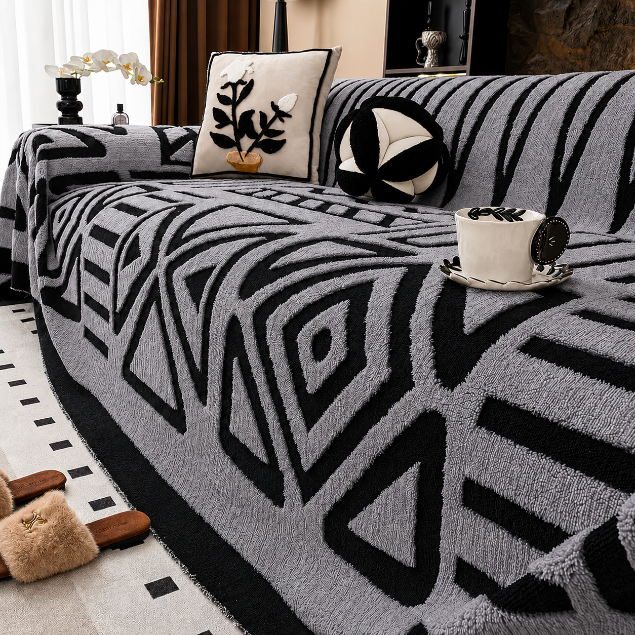 Funny Fuzzy Elegance Anti-Slip Sofa Couch Cover