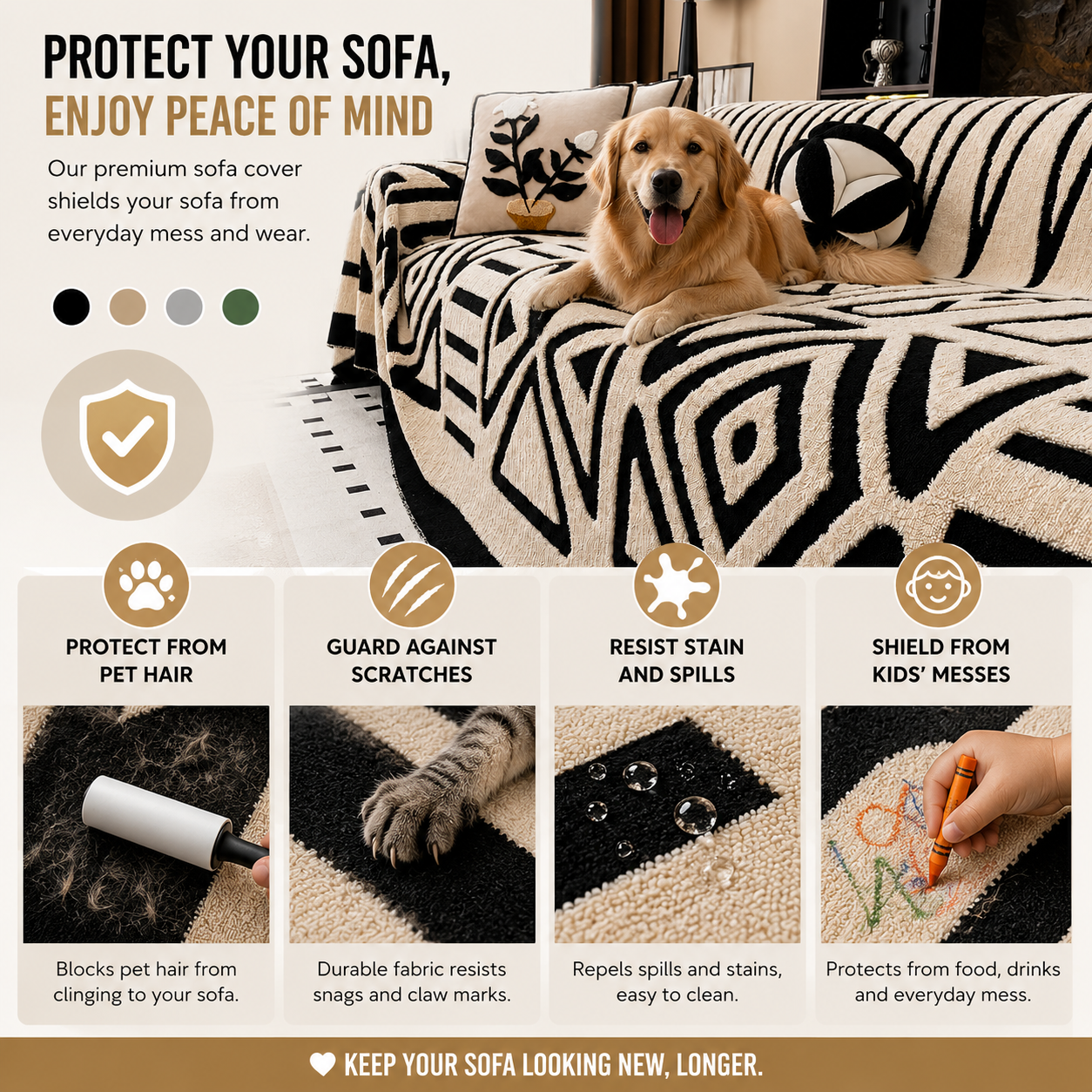 Funny Fuzzy Elegance Anti-Slip Sofa Couch Cover