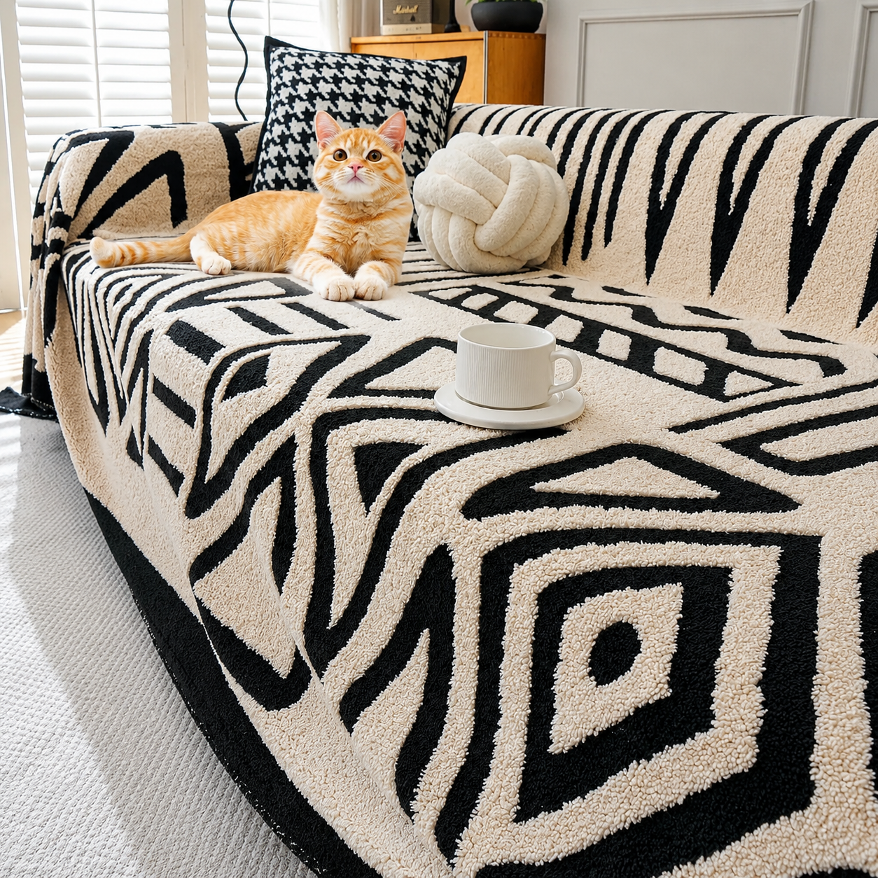 Funny Fuzzy Elegance Anti-Slip Sofa Couch Cover