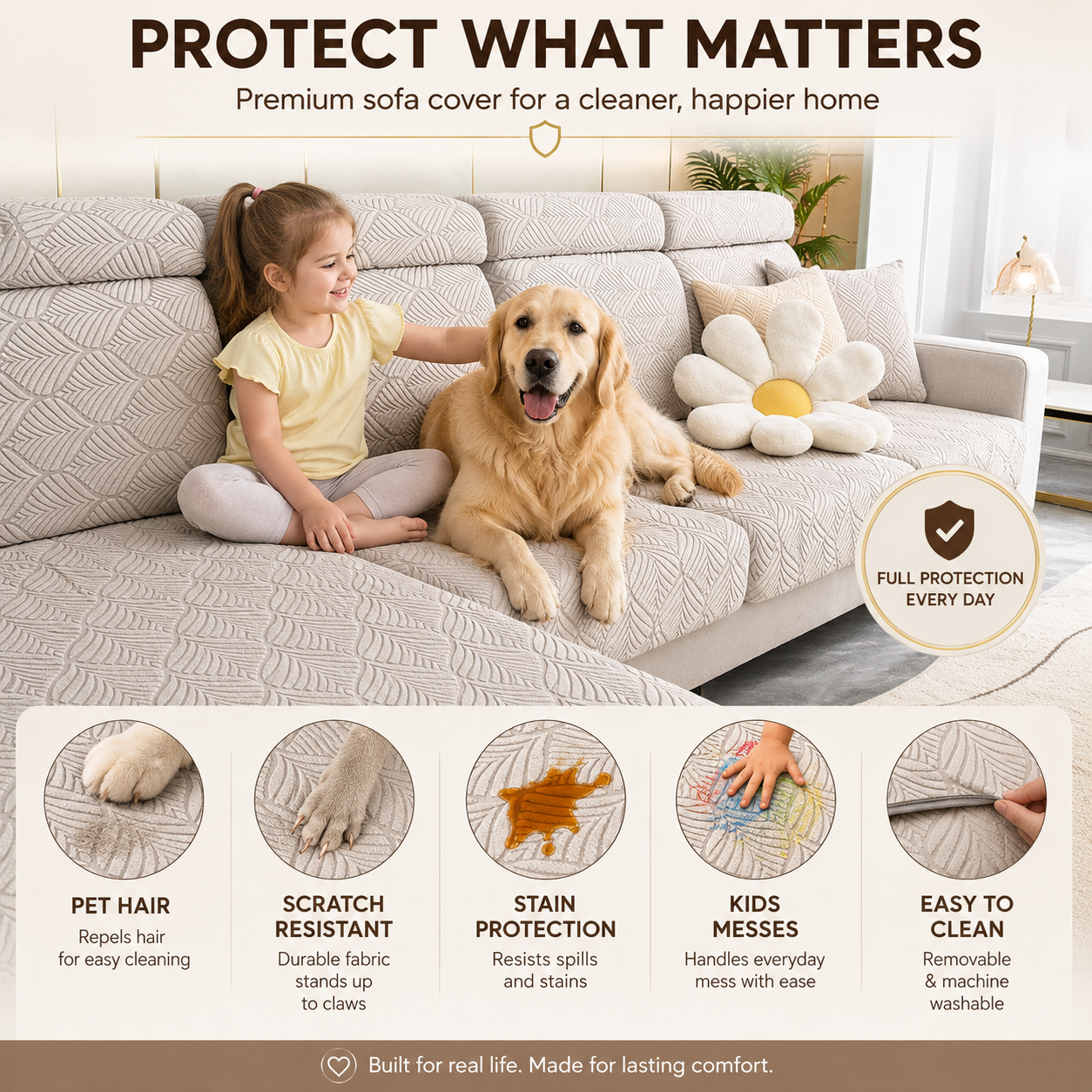 Non-Slip L Shaped Slipcover Jacquard Cushion Sofa Couch Cover
