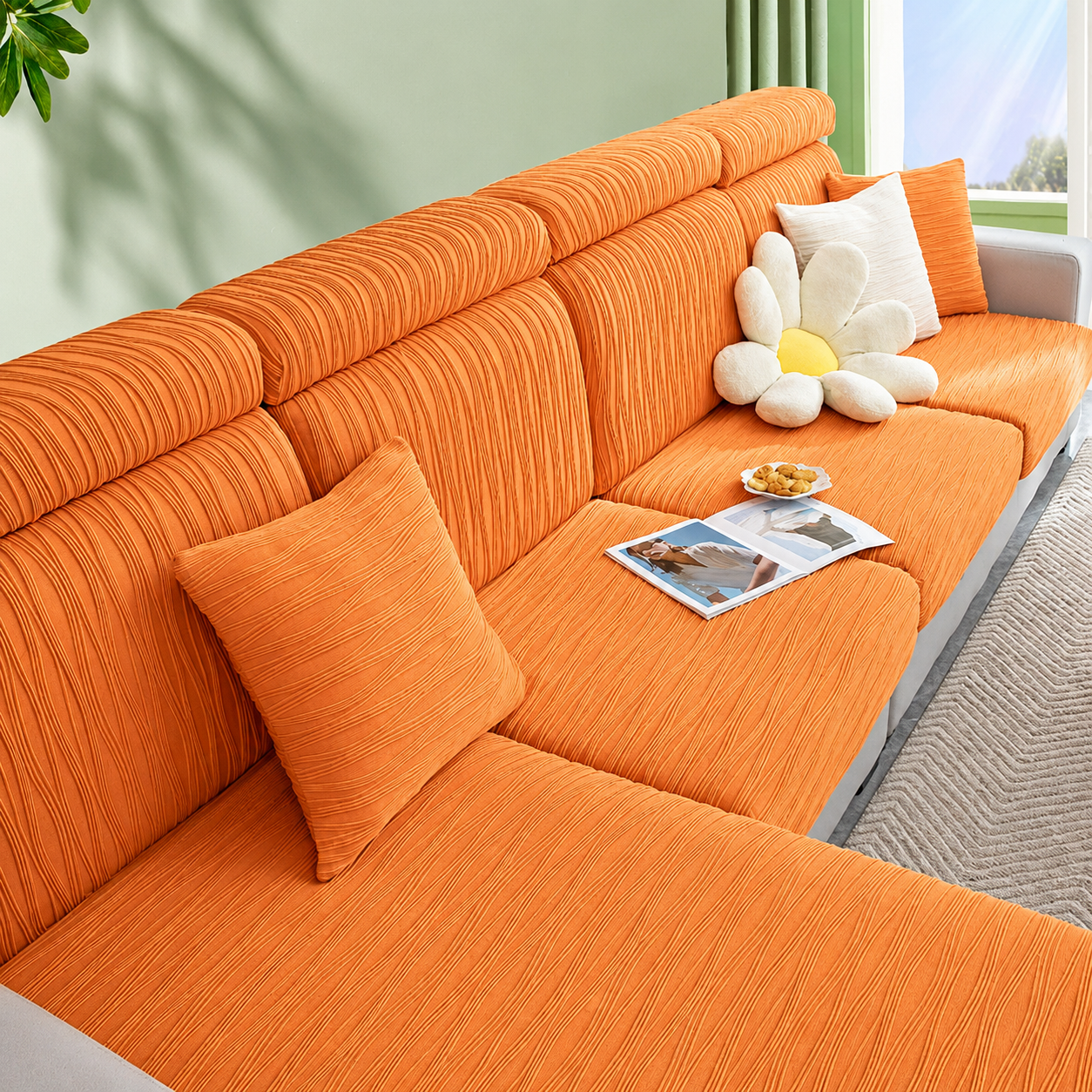Anti Slip Jacquard L Shaped Sectional Cushion Sofa Couch Cover