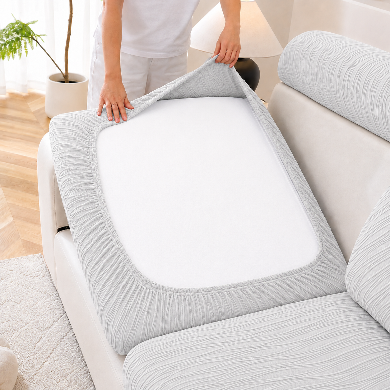 Anti Slip Jacquard L Shaped Sectional Cushion Sofa Couch Cover
