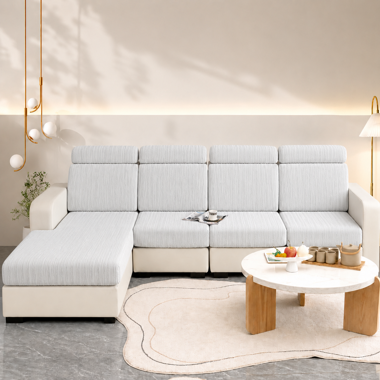 Anti Slip Jacquard L Shaped Sectional Cushion Sofa Couch Cover