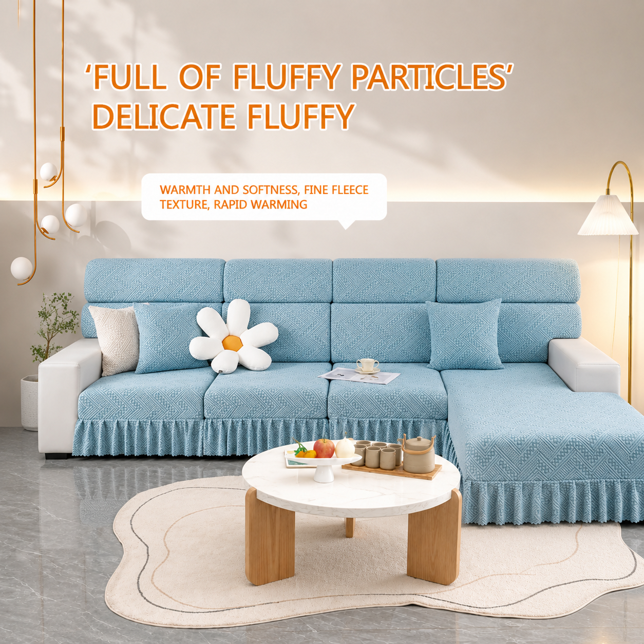 Non Slip L Shaped Skirted Cushion Slipcover Sofa Couch Cover