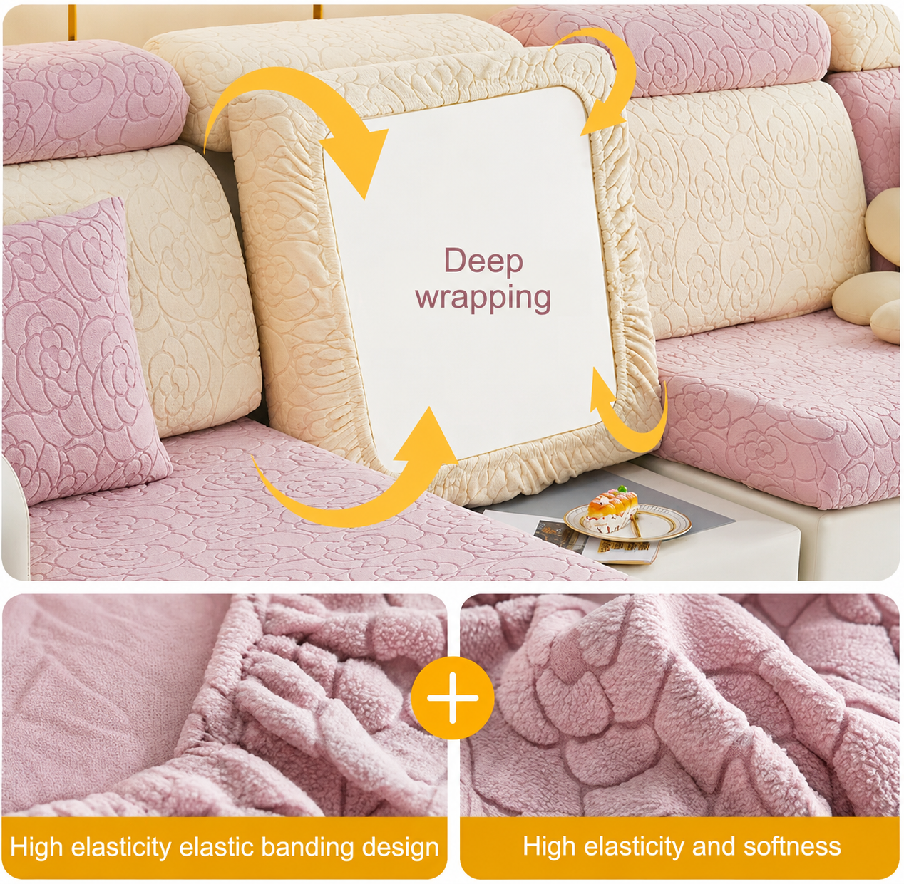 Anti Slip Floral L Shaped Sectional Cushion Sofa Couch Cover
