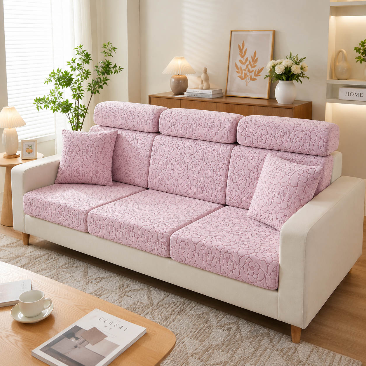 Anti Slip Floral L Shaped Sectional Cushion Sofa Couch Cover