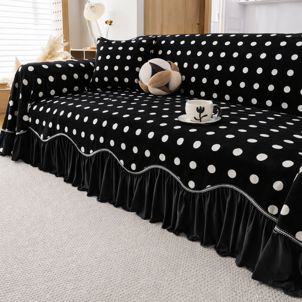 Non-Slip Luxury Chenille Elegance Skirted Sofa Couch Cover