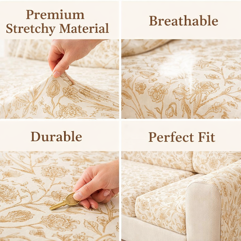 Flora Anti-Slip L Shaped Cushion Sofa Couch Cover