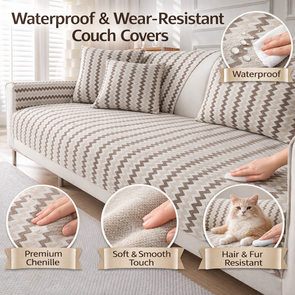 Non-Slip Geometric Chenille Sofa Couch Cover