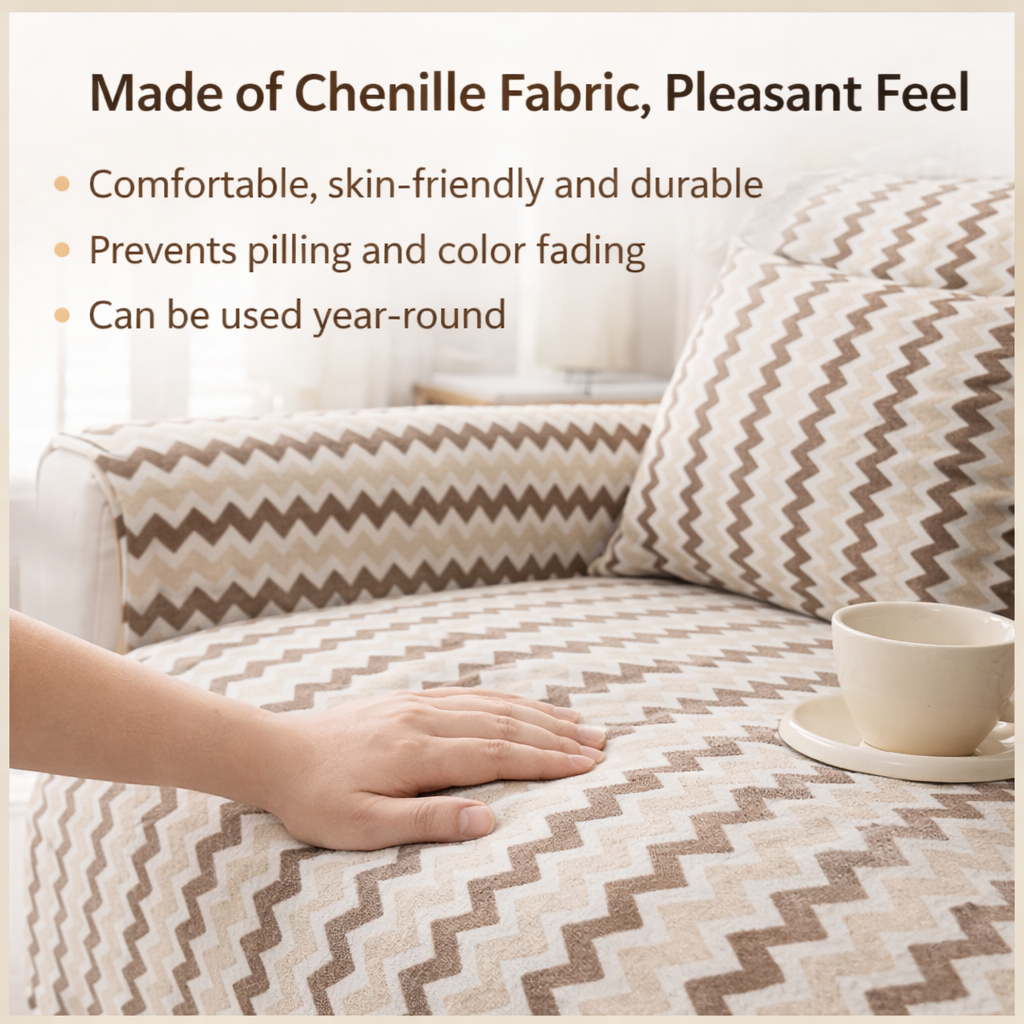 Non-Slip Geometric Chenille Sofa Couch Cover