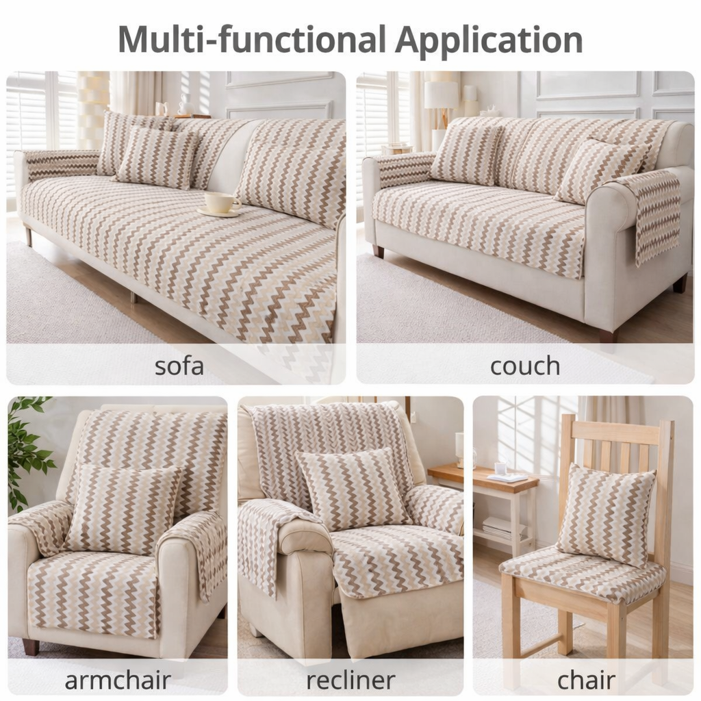 Non-Slip Geometric Chenille Sofa Couch Cover