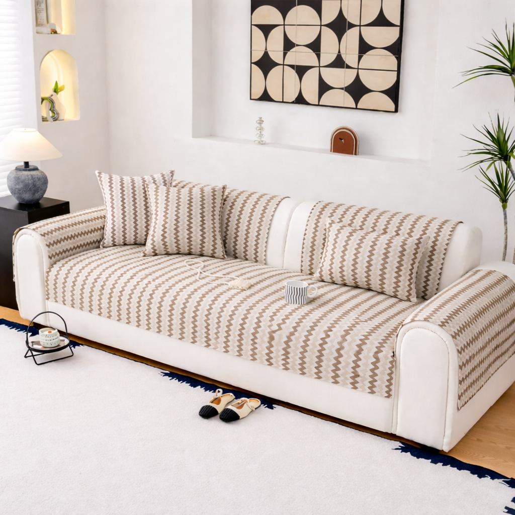 Non-Slip Geometric Chenille Sofa Couch Cover