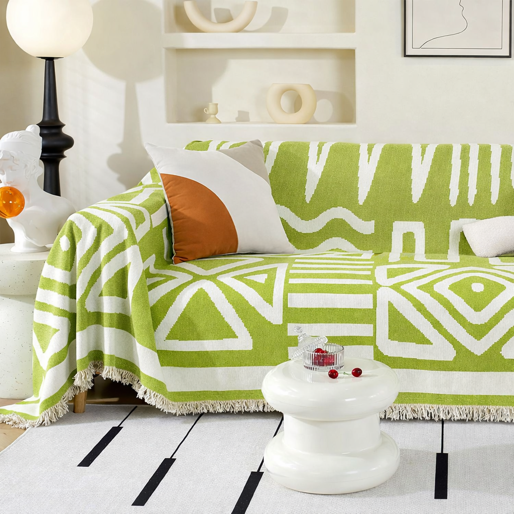 Chenille Reversible Modern Tassels Sofa Couch Cover