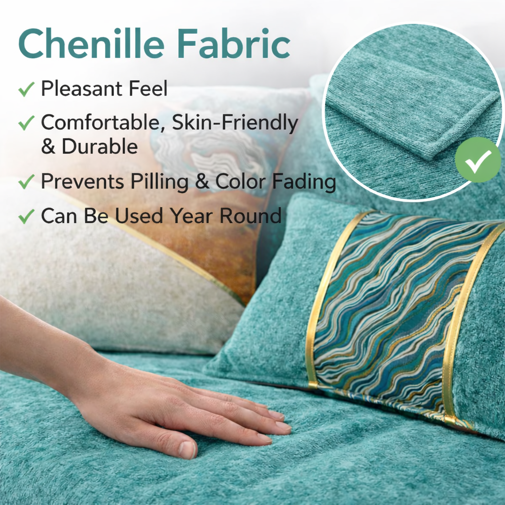 Non-Slip Wave Geometric Chenille Sofa Couch Cover