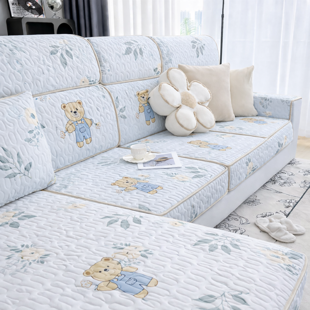 Botanical Anti-Slip Cushion Sectional L Shaped Sofa Couch Cover