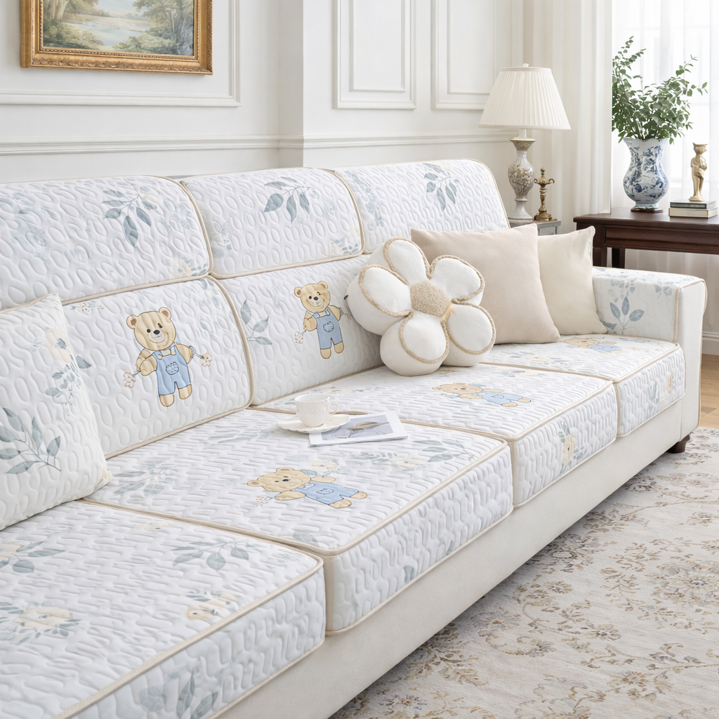 Botanical Anti-Slip Cushion Sectional L Shaped Sofa Couch Cover