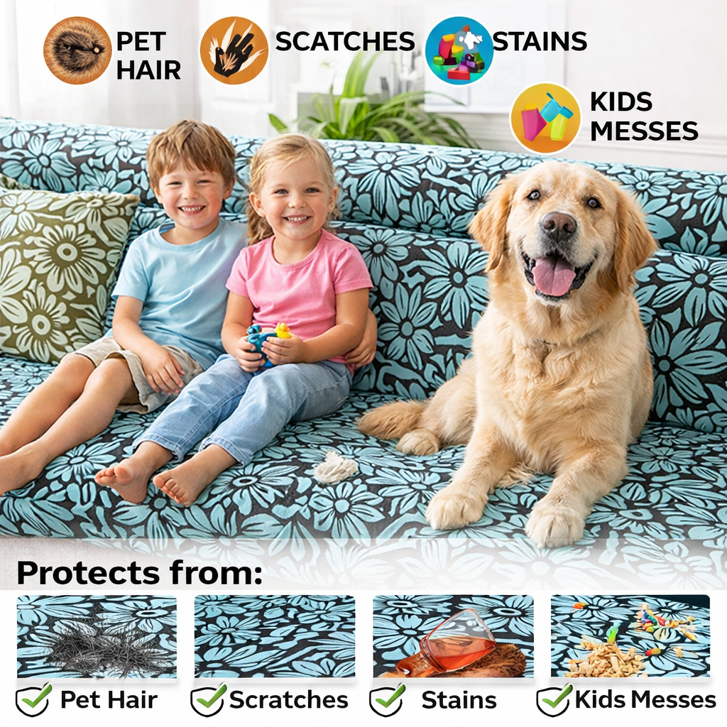Anti Slip Jacquard Floral L Shaped Sectional Cushion Sofa Couch Cover