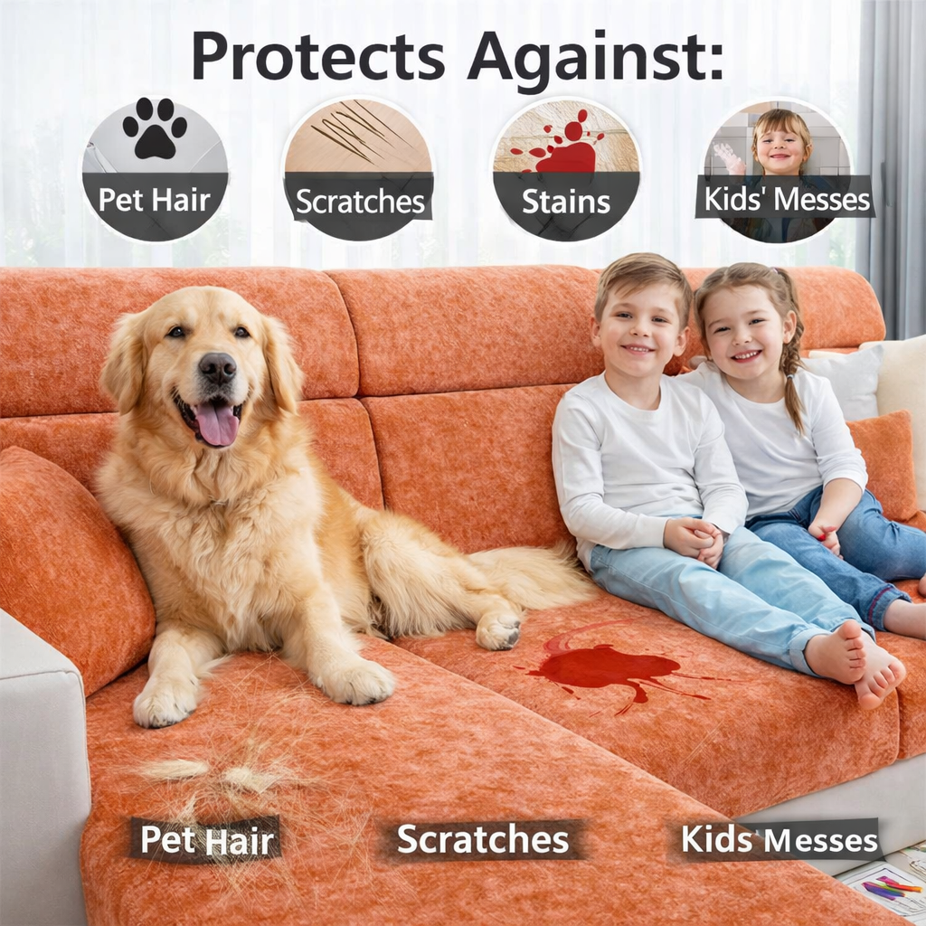 Chenille Anti-Slip L Shaped Cushion Sofa Couch Cover