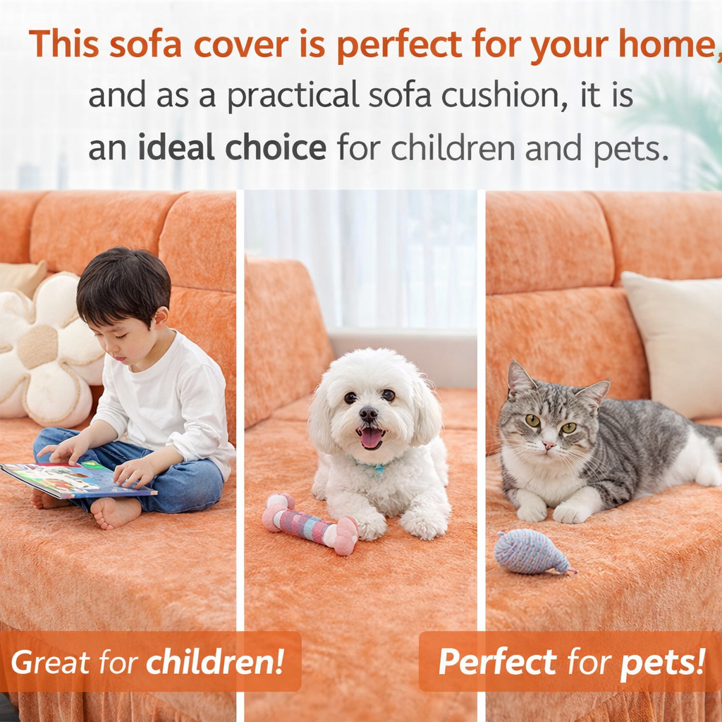 Chenille Anti-Slip L Shaped Skirted Cushion Sofa Couch Cover