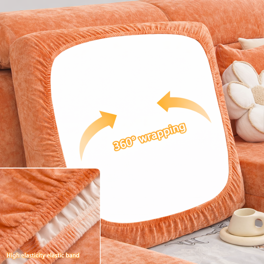 Chenille Anti-Slip L Shaped Skirted Cushion Sofa Couch Cover