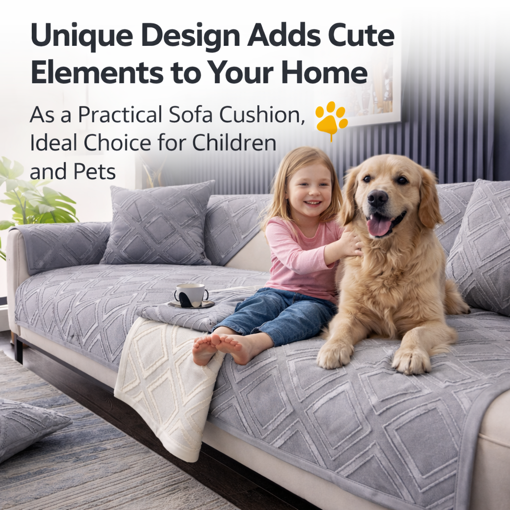 Non Slip Chenille Geometric Mat Couch Sofa Cover