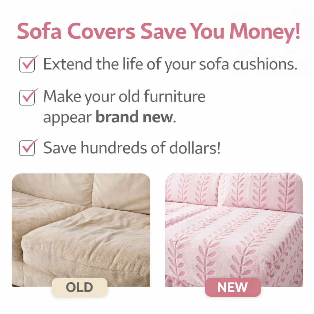 Anti-Slip L Shaped Leaf Skirted Cushion Sofa Couch Cover