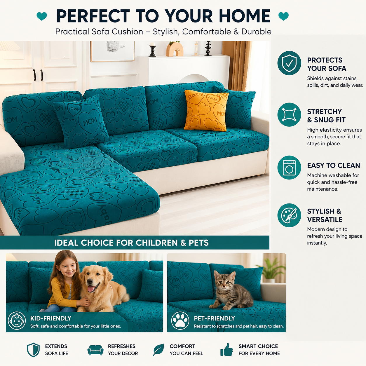 Anti Slip L Shaped Sectional Cushion Sofa Couch Cover