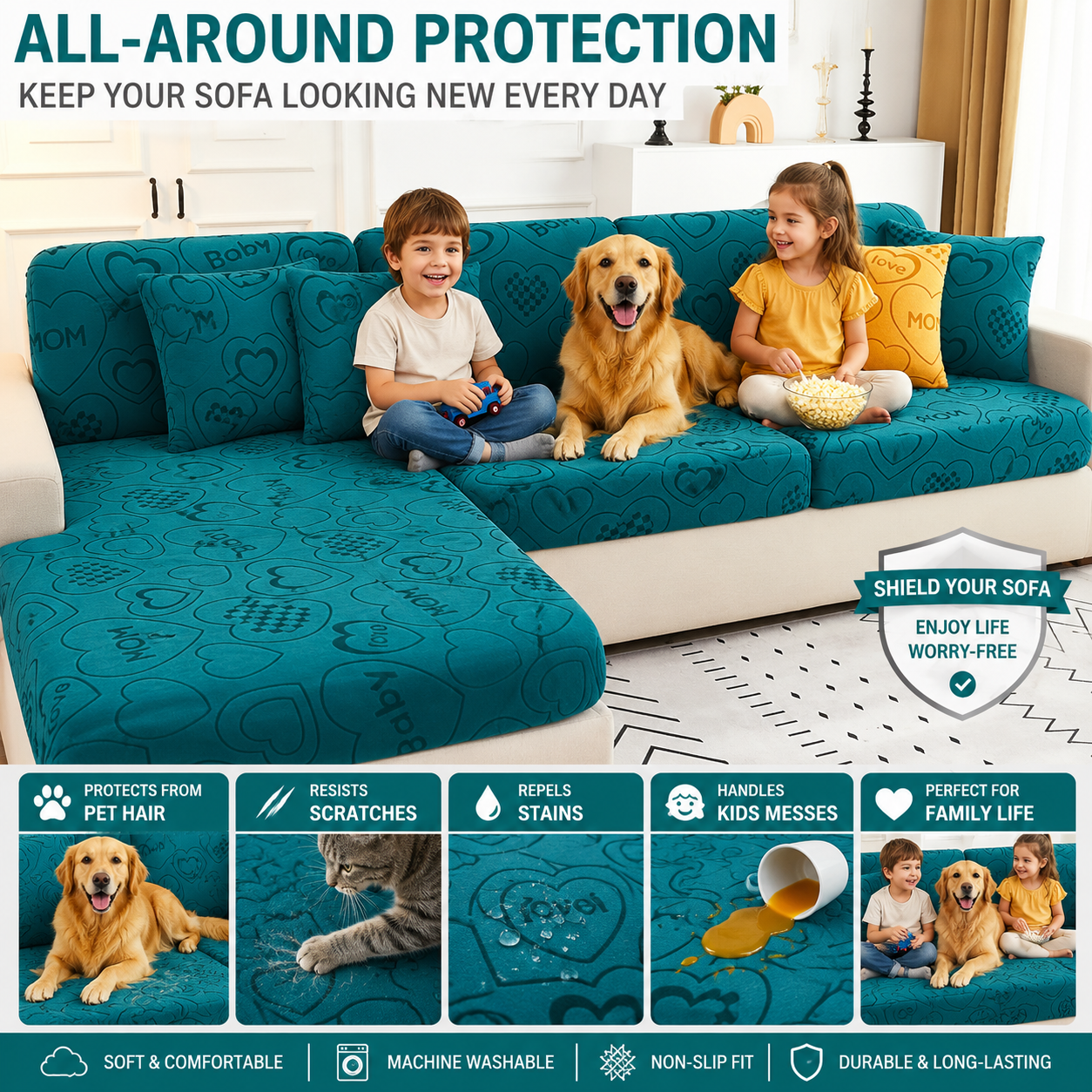 Anti Slip L Shaped Sectional Cushion Sofa Couch Cover