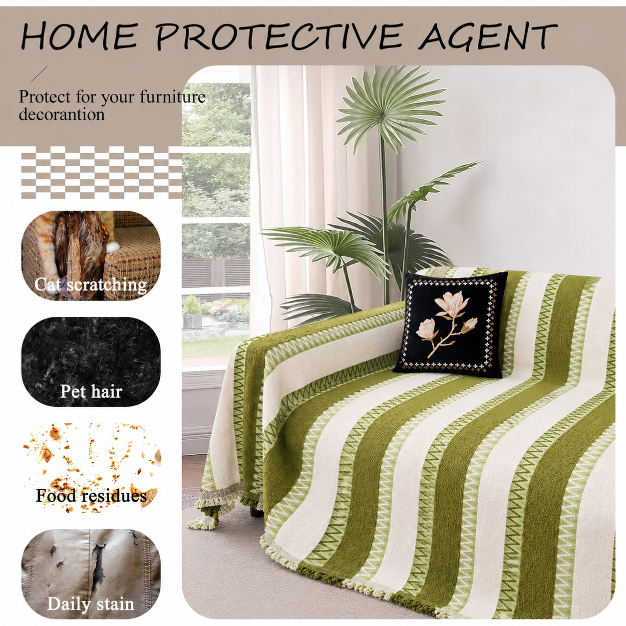 Elegant Anti-Slip Geometric Chenille Bohemian Sofa Couch Cover