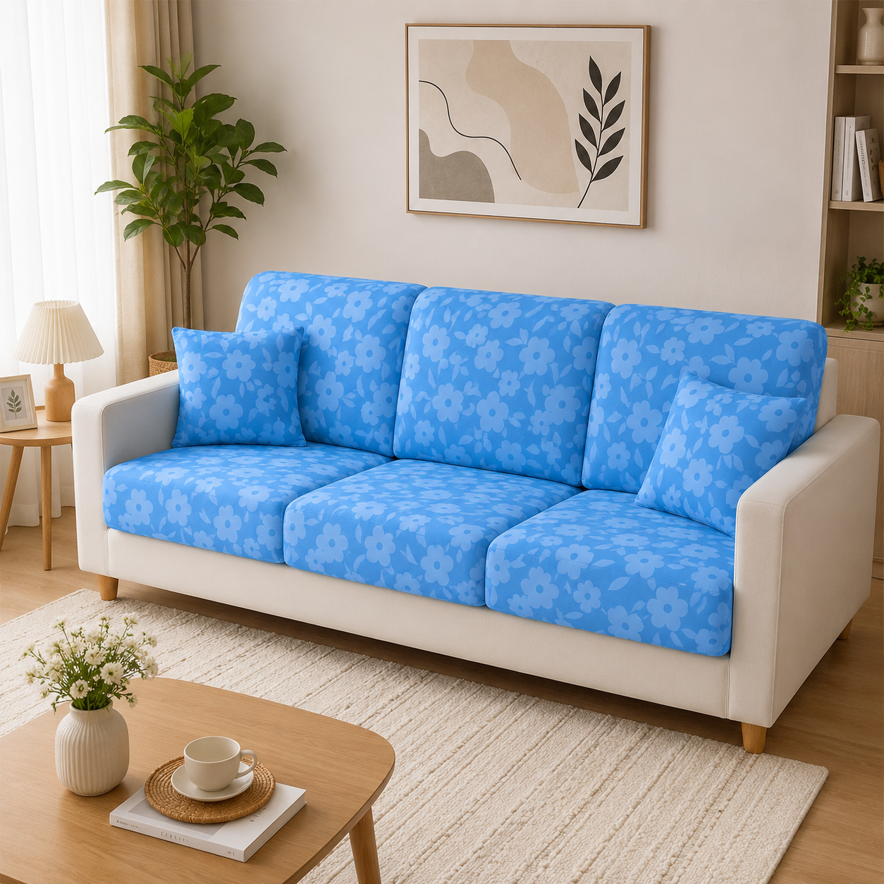 Anti Slip Floral L Shaped Sectional Cushion Sofa Couch Cover