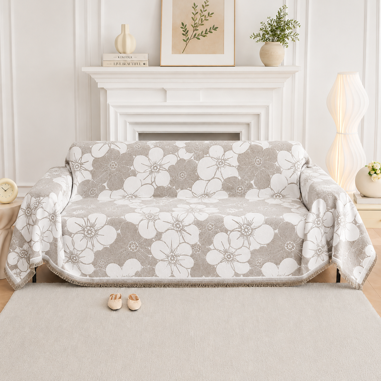 Elegance Chenille Anti-Slip Tassels Sofa Couch Cover