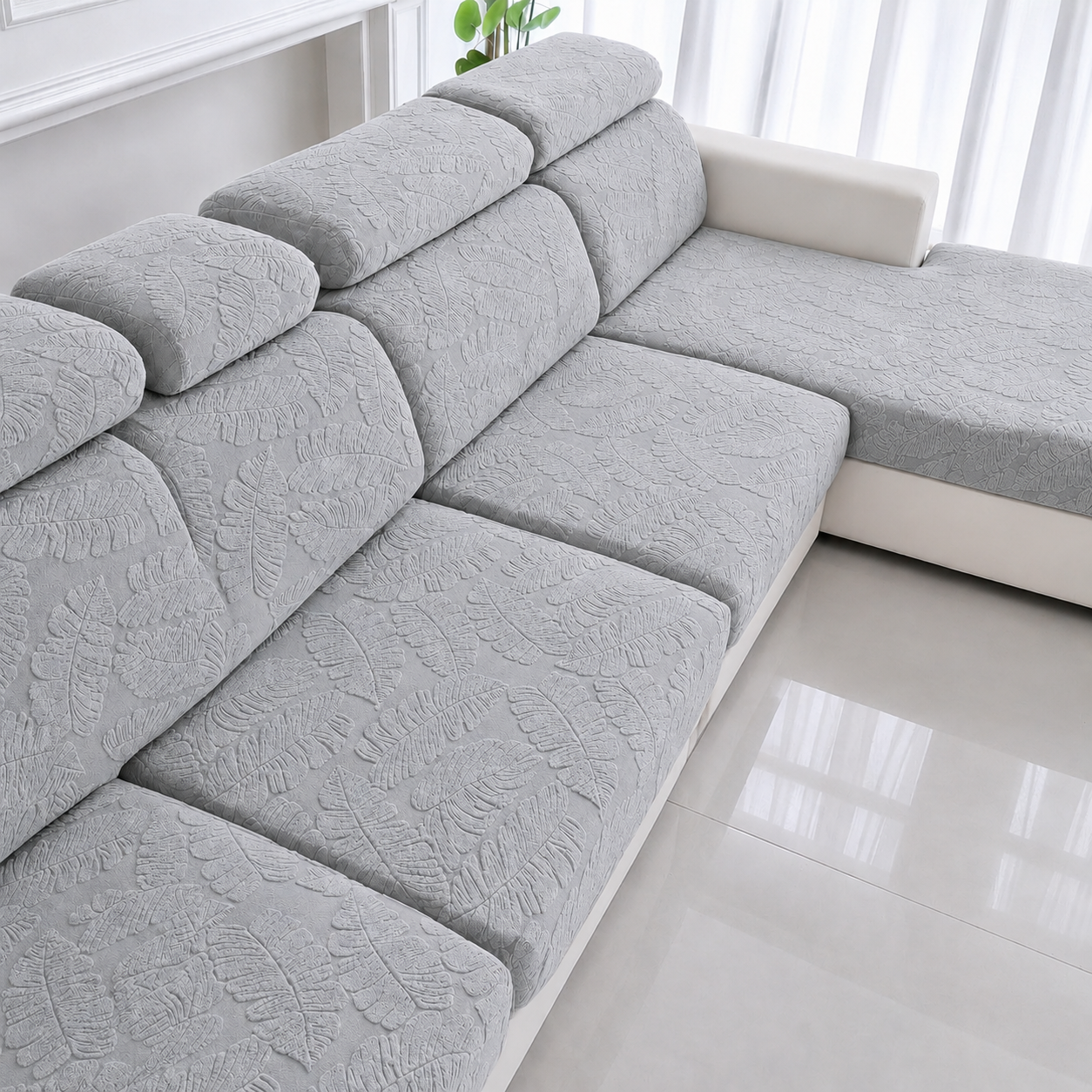 Anti Slip Leaf L Shaped Sectional Cushion Sofa Couch Cover