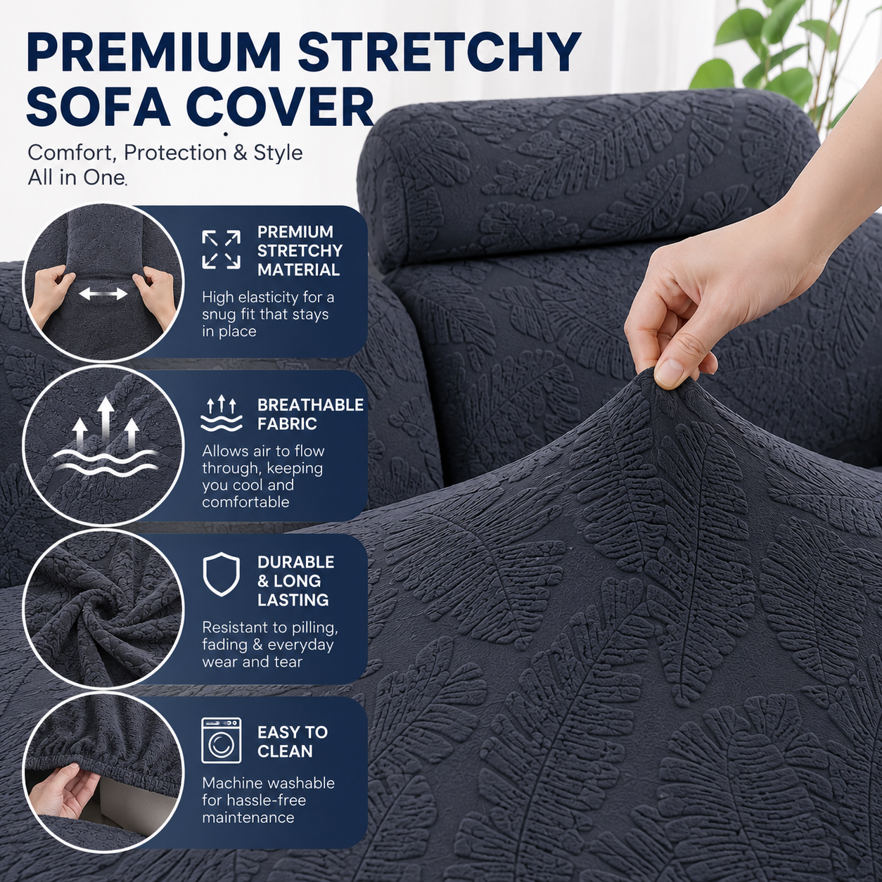 Anti Slip Leaf L Shaped Sectional Cushion Sofa Couch Cover
