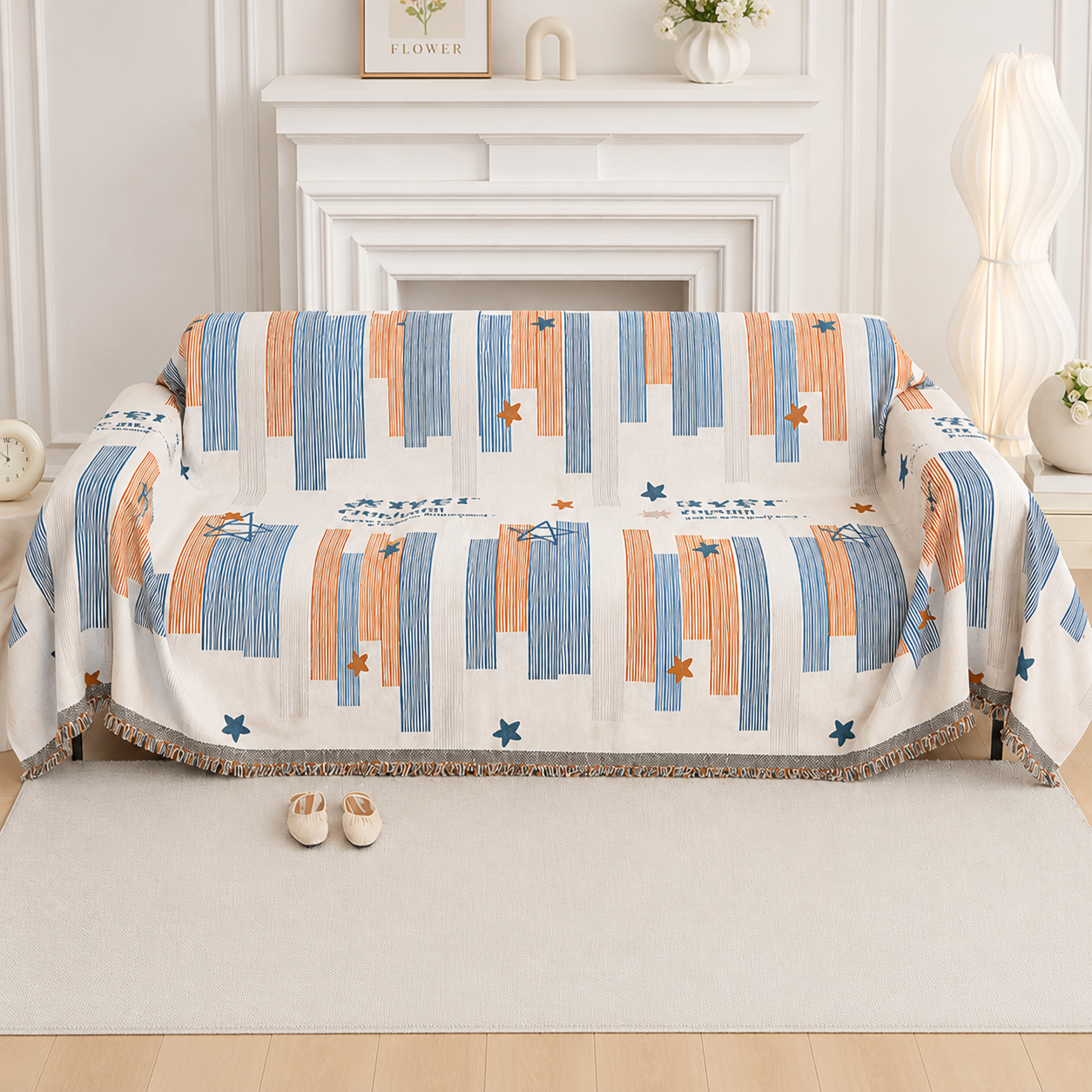 Non-Slip Boho Geometric Tassels Reversible Sofa Couch Cover