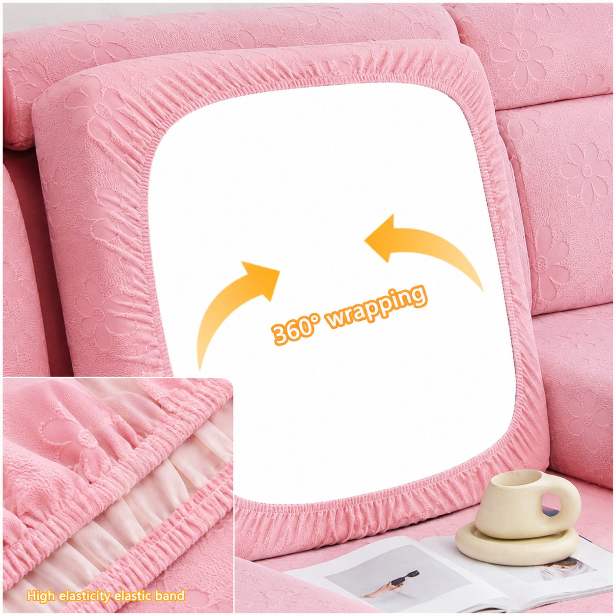 Anti Slip Daisy Floral L Shaped Sectional Cushion Sofa Couch Cover