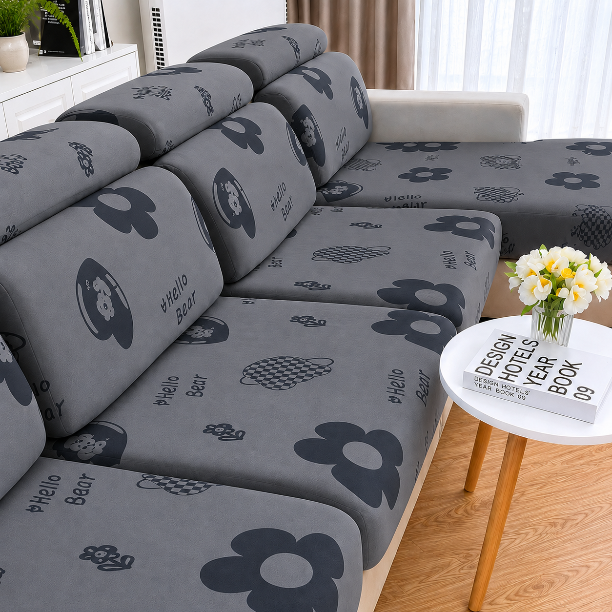 Anti Slip Floral L Shaped Sectional Cushion Sofa Couch Cover