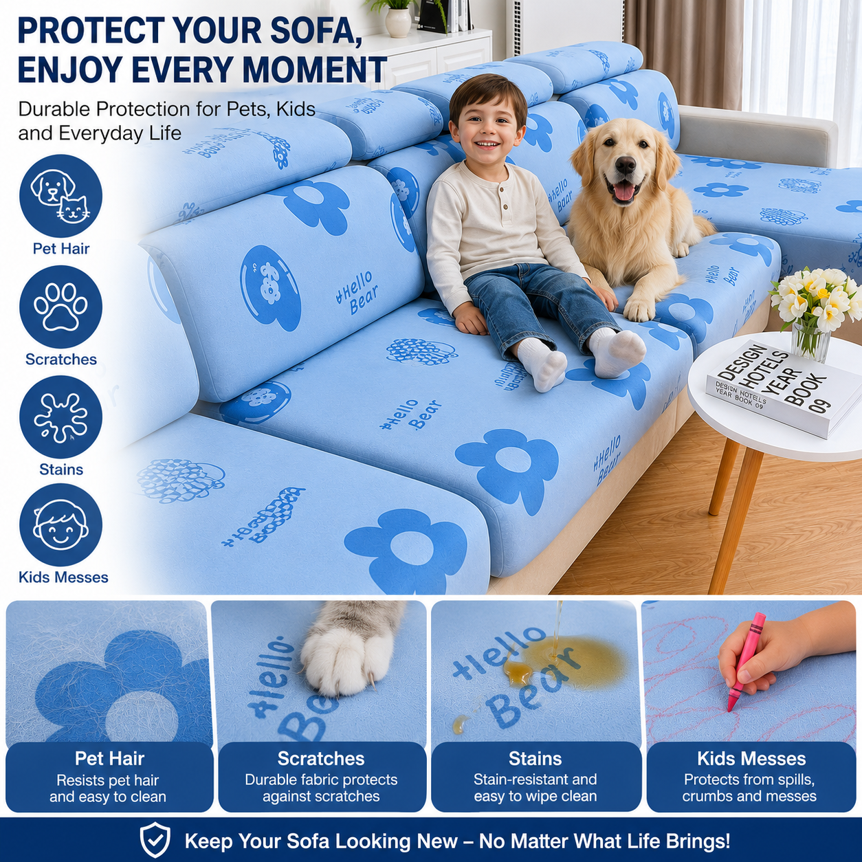 Anti Slip Floral L Shaped Sectional Cushion Sofa Couch Cover