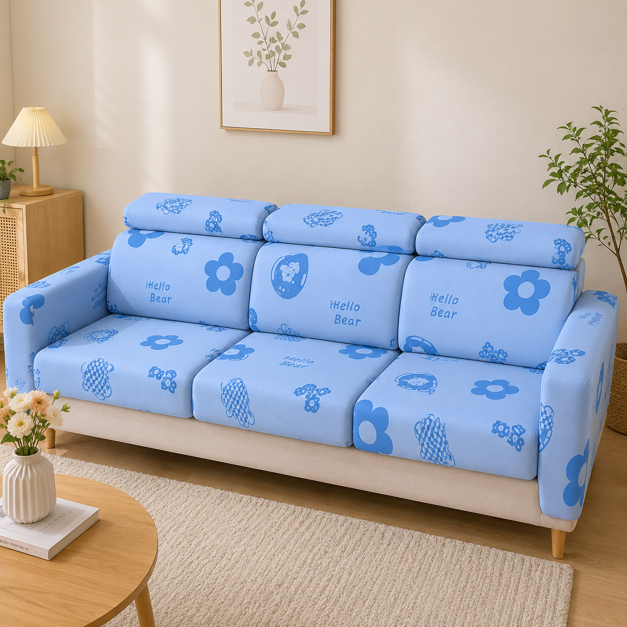 Anti Slip Floral L Shaped Sectional Cushion Sofa Couch Cover
