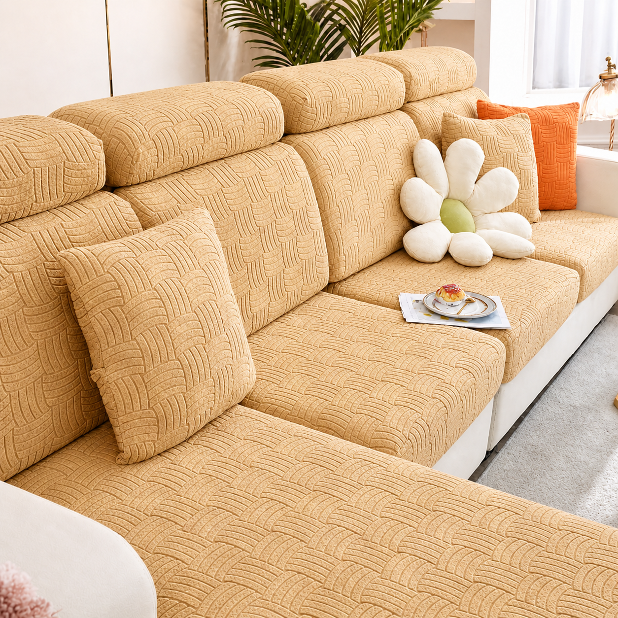 Anti-Slip L Shaped Geometric Cushion Sofa Couch Cover