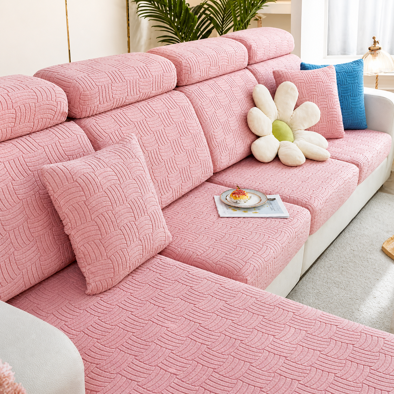 Anti-Slip L Shaped Geometric Cushion Sofa Couch Cover