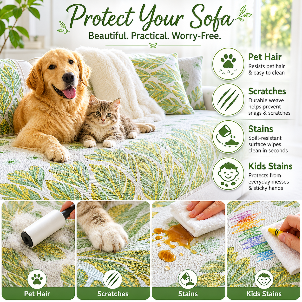 Non Slip Premium Chenille Jacquard Couch Cover