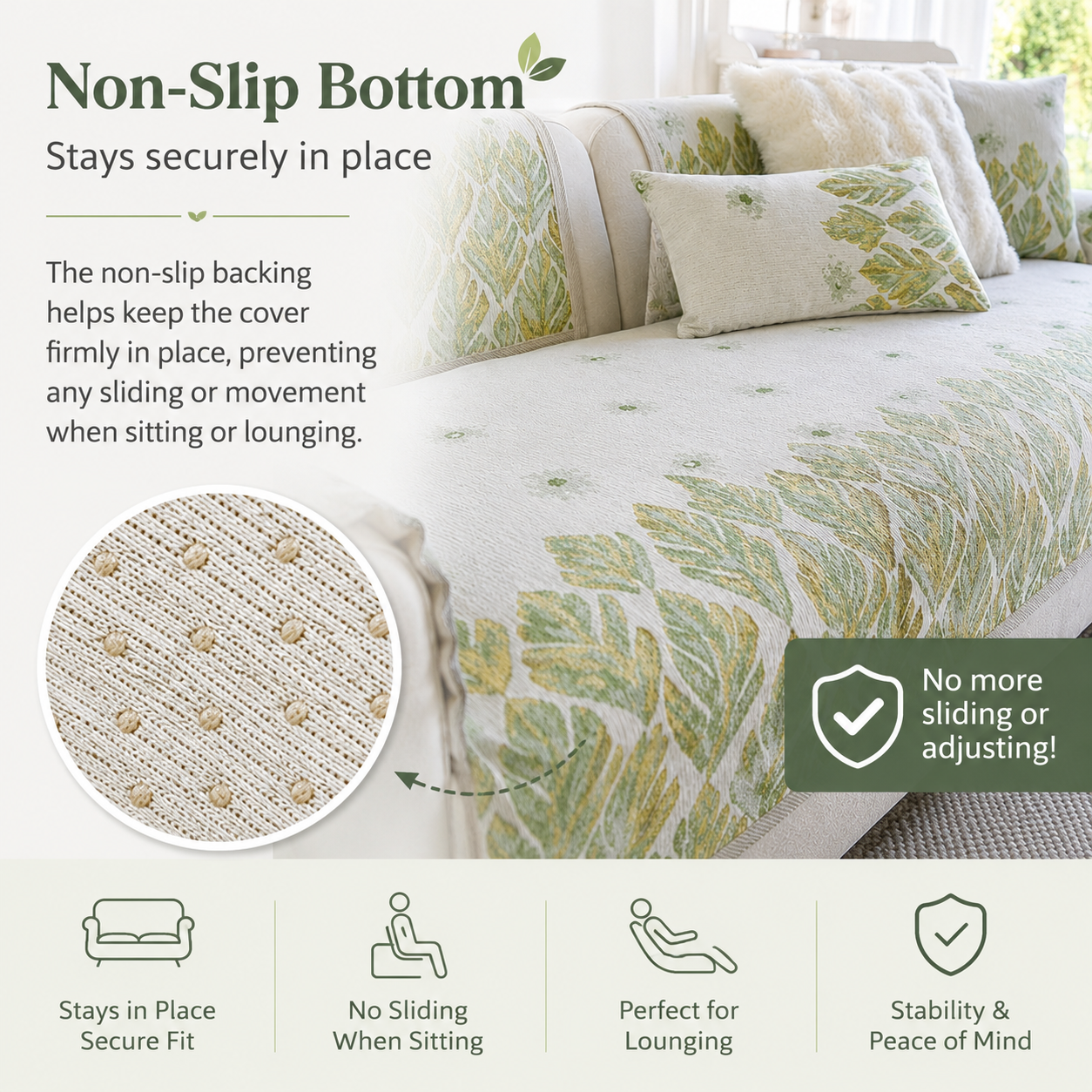 Non Slip Premium Chenille Jacquard Couch Cover