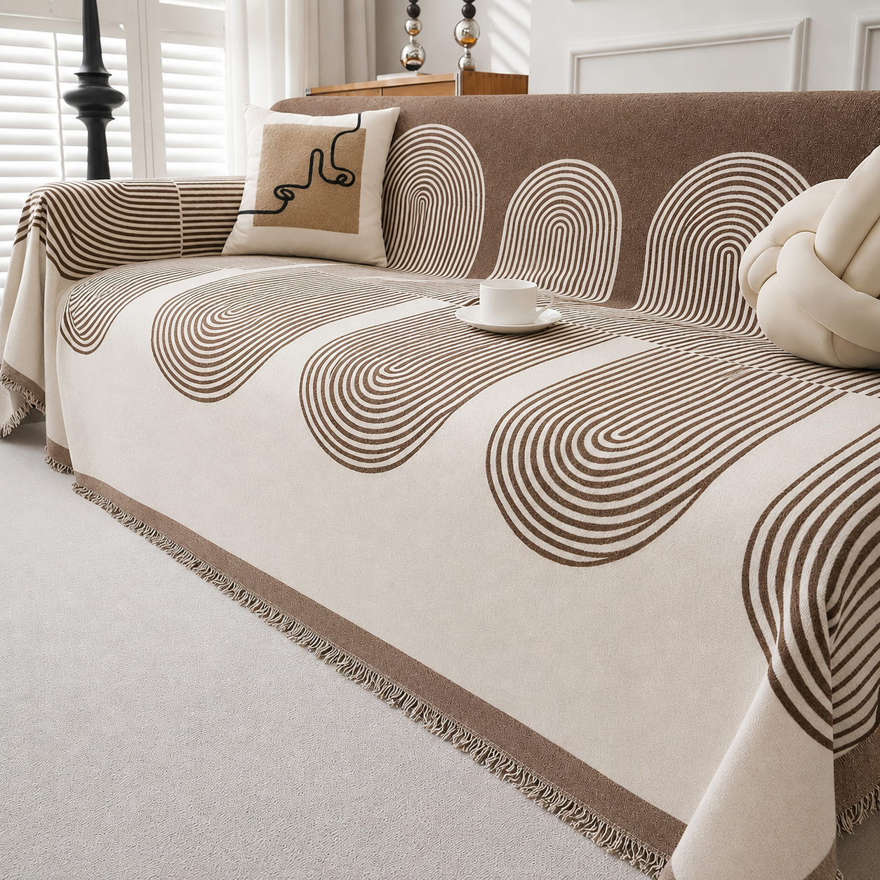 Elegant Chenille Geometry Sofa Couch Cover