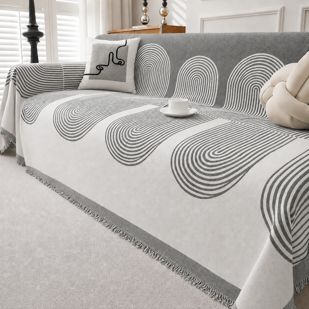 Elegant Chenille Geometry Sofa Couch Cover