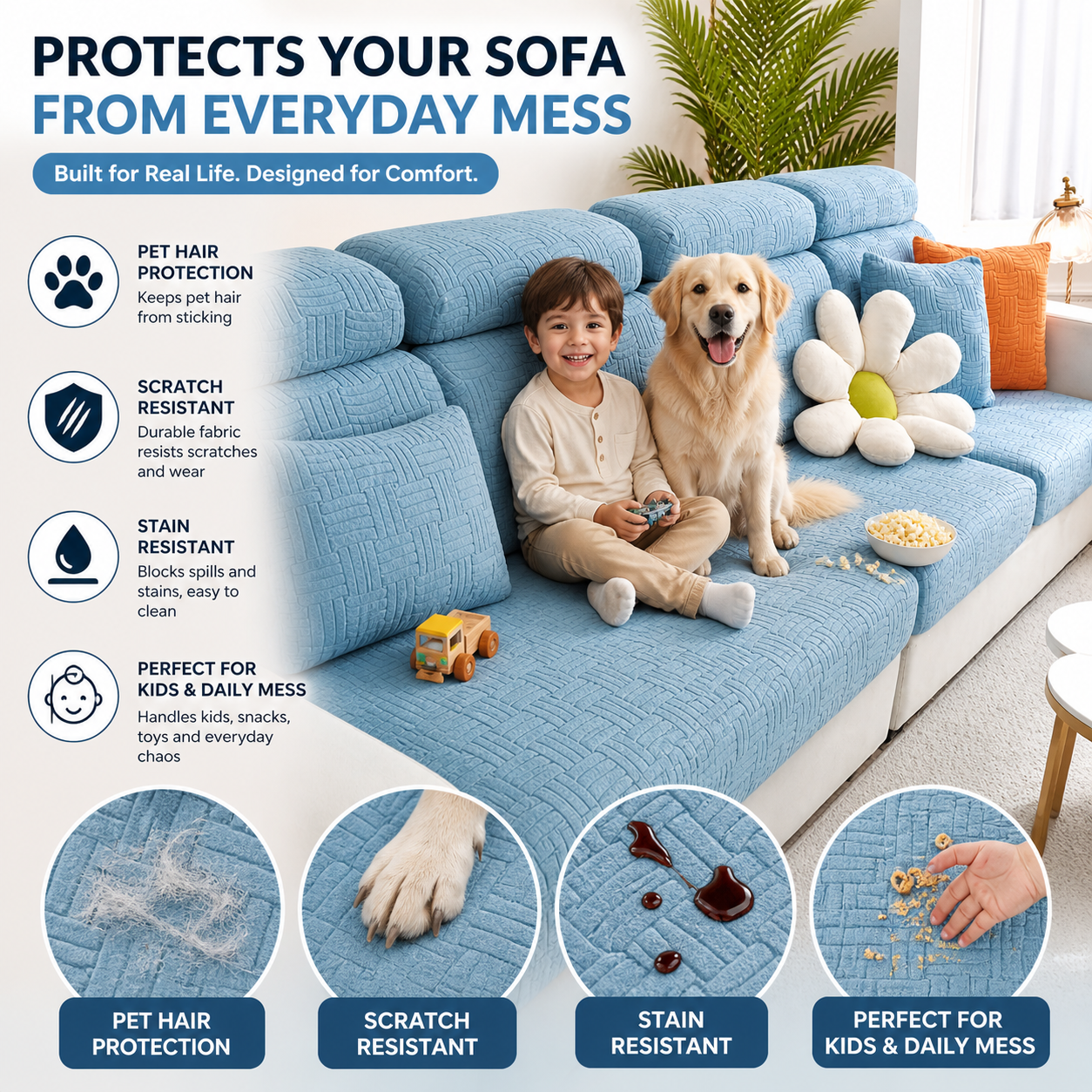 Anti-Slip L Shaped Geometric Cushion Sofa Couch Cover