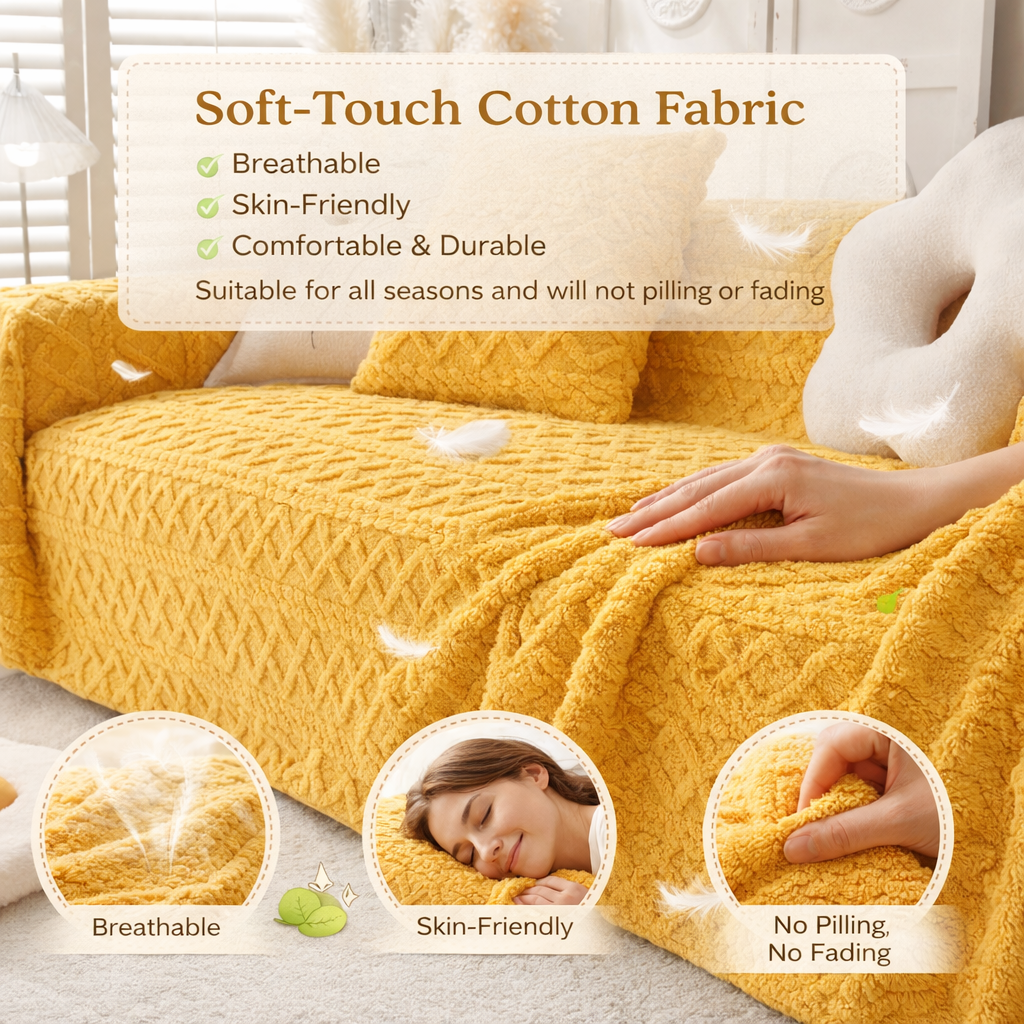 Anti-Slip Fuzzy Plush Jacquard Sofa Couch Cover