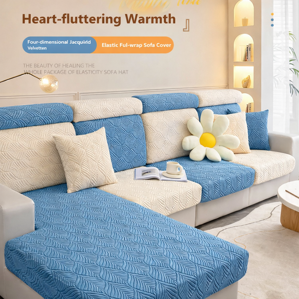 Jacquard Anti-Slip L Shaped Skirt Cushion Sofa Couch Cover