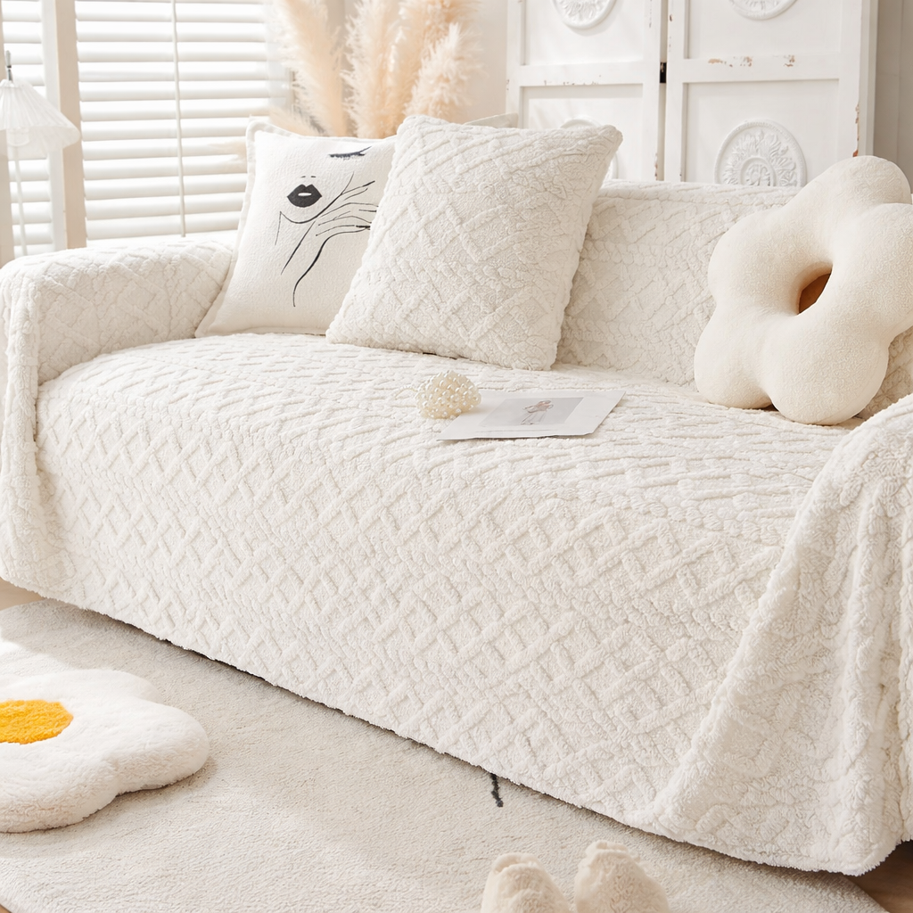 Anti-Slip Fuzzy Plush Jacquard Sofa Couch Cover